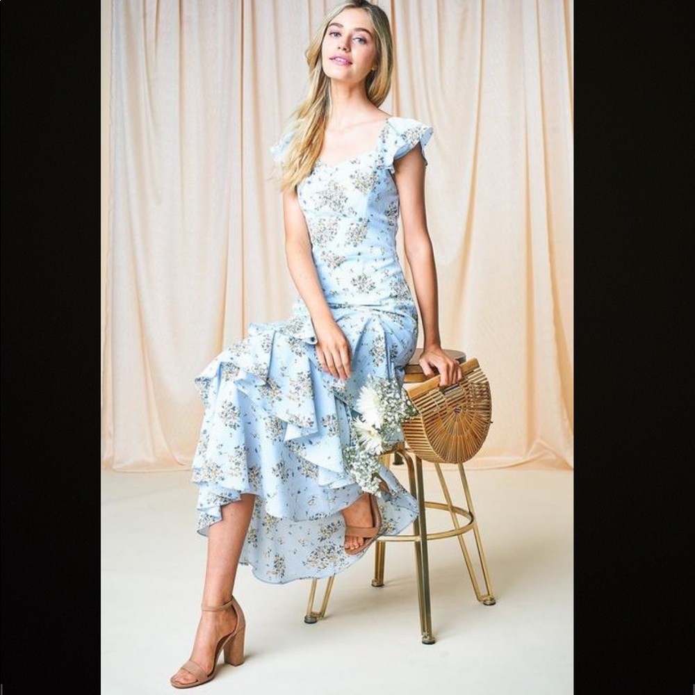 Sugarlips Dante Floral Ruffle Maxi Dress NWT